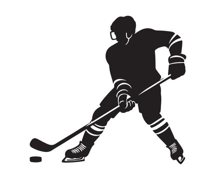 recommend clip art: ice hockey player silhouette vector art