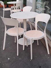 tables and chairs in a restaurant