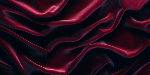 Obraz premium Deep red velvet fabric with dramatic folds and shadows.