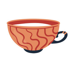 A beautifully designed orange ceramic cup with a wavy pattern, ideal for coffee or tea lovers to enjoy