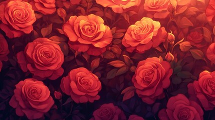 Fototapeta premium Red Roses in Bloom: A Stunning Floral Wallpaper