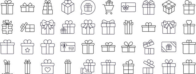 Gift and Present Related Icon Set. Editable Stroke. Suitable for Web Sites, Books, Cards, Apps