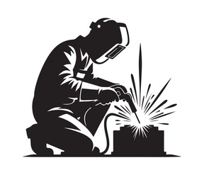 welder silhouette vector illustration on white background