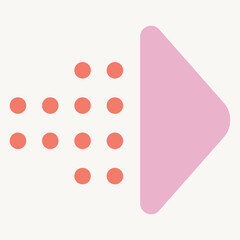 Abstract graphic with dots and an arrow, suggesting movement or direction.