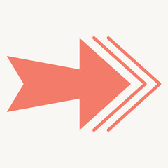 A simple graphic of a right-pointing arrow in a coral color, indicating direction or movement.