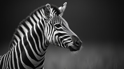Naklejka premium Striking Black and White Zebra Portrait in Dramatic Lighting