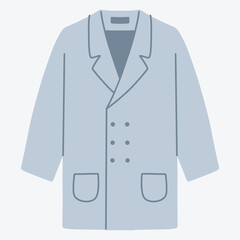 A simple illustration of a light blue lab coat with pockets.