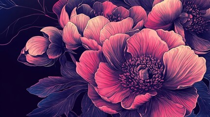 Close-Up Detailed Pink Flower Illustration