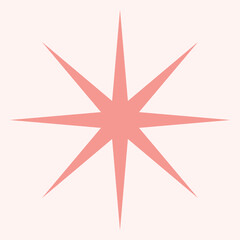 A minimalist starburst design in soft pink tones on a light background.