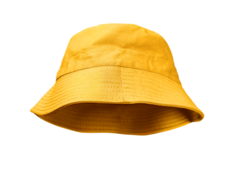 Yellow bucket hat PNG transparent.