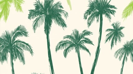 Tropical Palm Tree Sketch Illustration