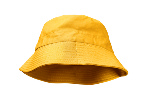 Yellow bucket hat PNG transparent.