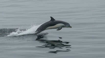 Dall Porpoise Leaps From Ocean Water