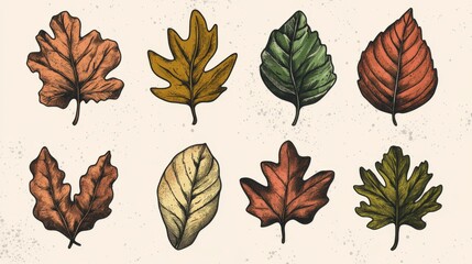 Autumn Leaves Collection: Hand-Drawn Botanical Illustrations