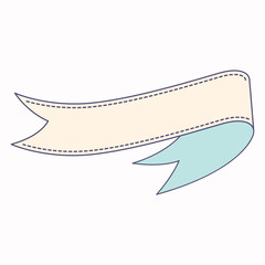 A decorative ribbon design with a light color scheme and dashed outline.