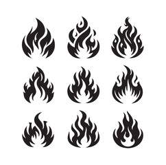 Fire flame silhouette vector illustration 