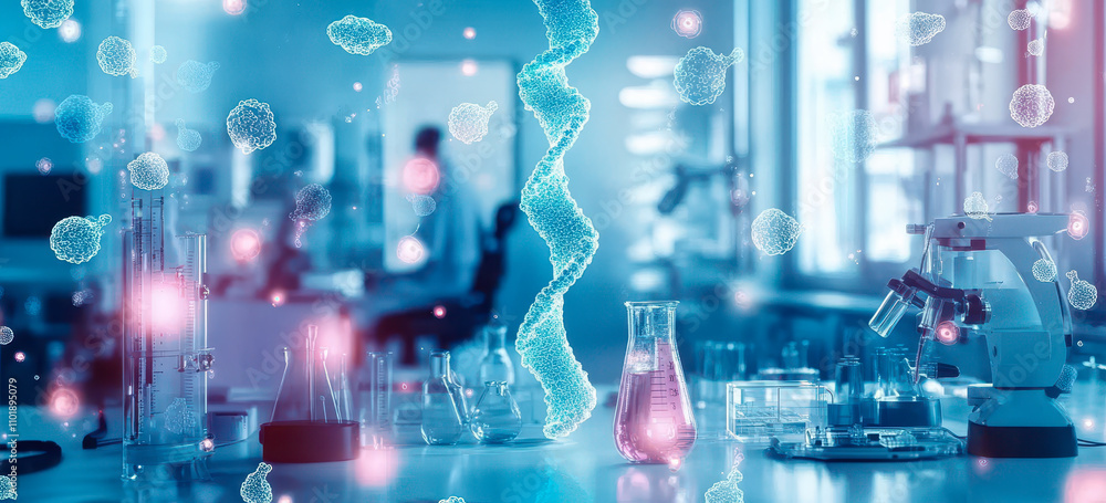 Poster advanced genetic engineering in a modern science laboratory setting for innovative research