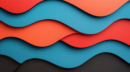 Acoustic tile soundproof. A vibrant abstract design featuring layered waves of red, blue, and black, creating a dynamic visual effect.