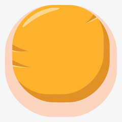 A simple, stylized illustration of a round, orange object resembling a cartoonish face.