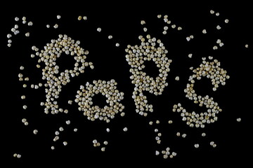 Puffed millet isolated on black, top view