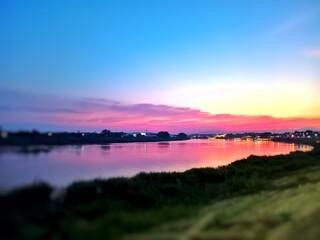 sunset over the lake