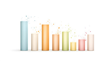 Colorful bar graph with splashes, representing data visualization and growth