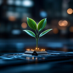 Seedling sprouts in the night, a symbol of nature's renewal