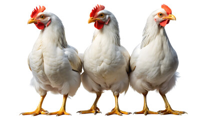 Fototapeta premium Set of White chicken isolated on white background as transparent. PNG. AI GENERATED.