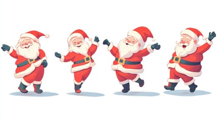 Fototapeta premium Cute happy dancing Santa. Christmas holiday greeting card design background template.