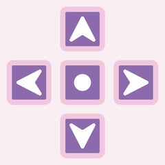 A directional control pad with arrows indicating movement. © Ryva