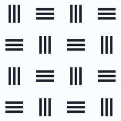 A grid of varying line patterns in a monochromatic design.