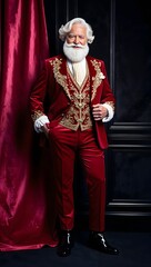 Minimalist Christmas background with Santa Claus