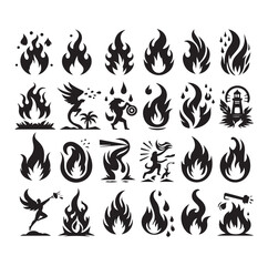 Fire flame silhouette vector illustration 