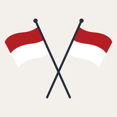 Two crossed flags with red and white colors, symbolizing unity and patriotism.