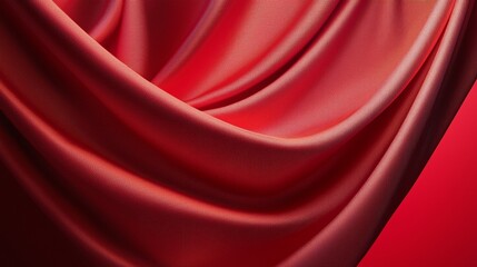 Fototapeta premium Luxurious red fabric with soft folds and elegant texture