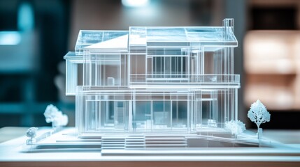 Transparent Architectural Model of a Modern House