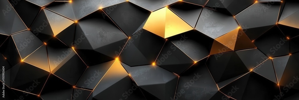 Poster dark background with golden geometric patterns and textures