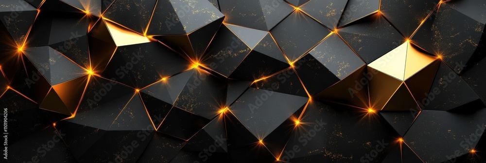 Poster black background with golden geometric patterns and dark texture