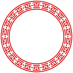 Chinese red circle frame set vector design. Chinese Oriental Border Ornament.
