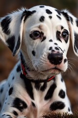 Dalmatian dog puppy portrait close up