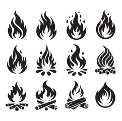 Fire flame silhouette vector illustration 