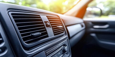 Close-Up of Car Air Conditioner on the Dashboard in Bright Light