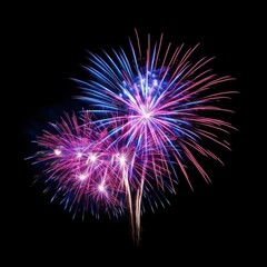 A fireworks celebration lighting up the night sky during a festive holiday event, isolated on black background