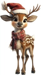 Cute reindeer for Christmas holiday greeting card design.