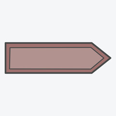 A simple graphic arrow sign with a rectangular base and pointed end.