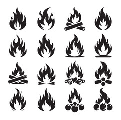 Fire flame silhouette vector illustration 