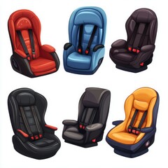 Fototapeta premium Several different child car seats with heel straps