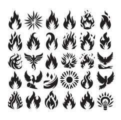 Fire flame silhouette vector illustration 
