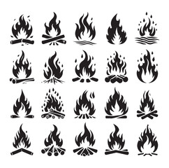 Fire flame silhouette vector illustration 