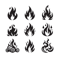 Fire flame silhouette vector illustration 